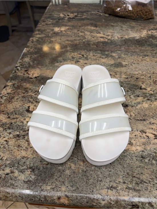 Reef Shoes - Reef White Triple-Strap Slide Sandals